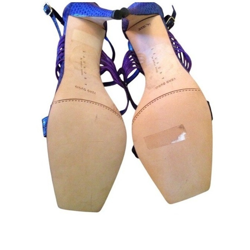 Laundry by Shelli Segal Heels Womens 6 Purple New Snakeskin Strappy Sandals 5" - Picture 3 of 4